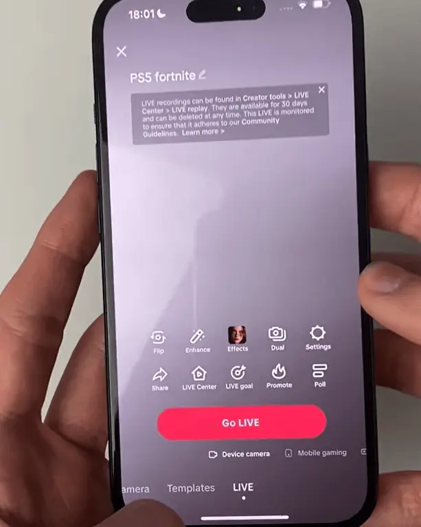 Cara Streaming Game di TikTok di iPhone