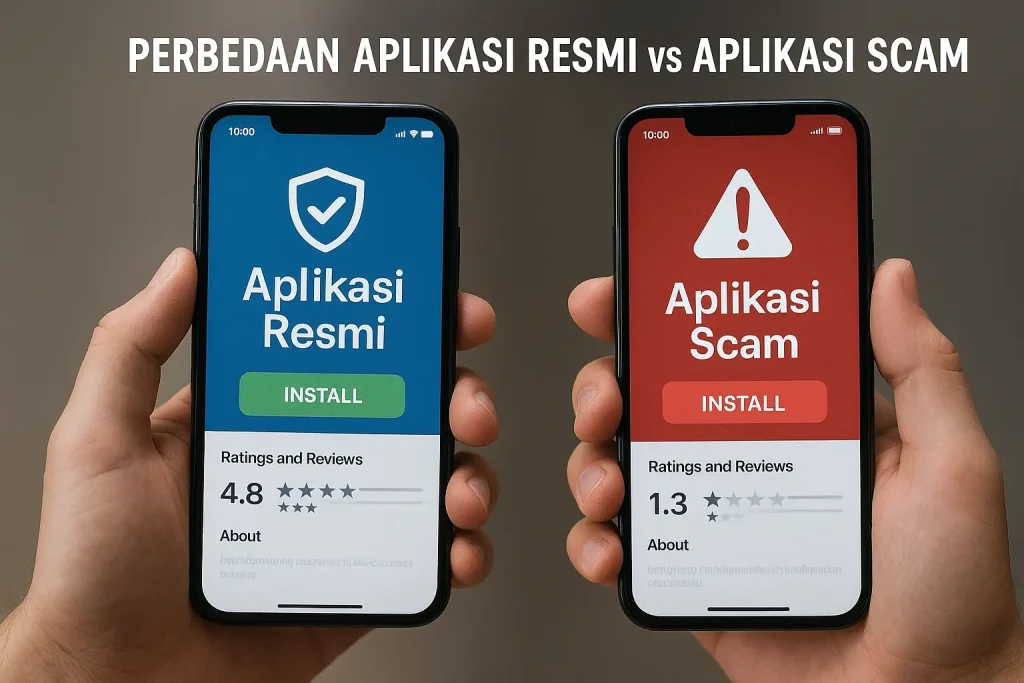 Perbedaan Aplikasi Resmi vs Aplikasi Scam